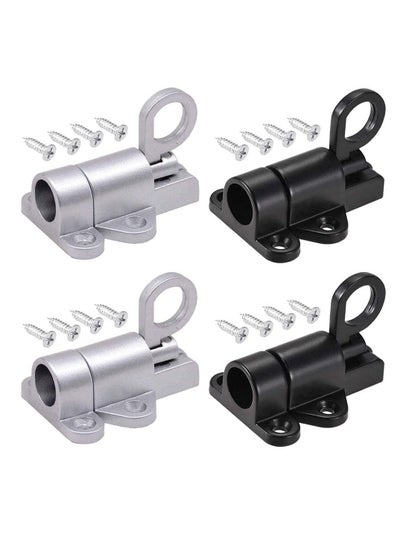 Buy 4 Pcs Spring Latch Bolt,Automatic Latch Lock,Spring Lock Automatic Spring Latch,Pull Ring Door Bolt with Screws,Suitable for Windows Wooden Doors,Courtyard Doors,Cabinet Doors(Black and Silver Gray) in UAE