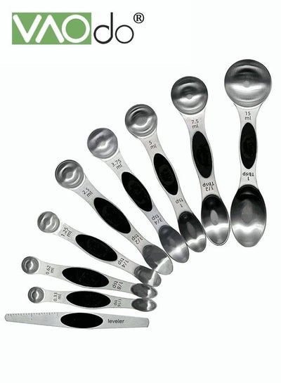 Measuring Spoons Set,Double Sided Magnetic Measuring Spoon,1 Leveler,5Mini  Measuring Spoons,for Dry,Liquid Ingredients 2