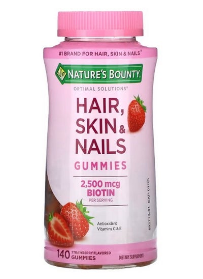 Buy Hair Skin & Nails Gummies Strawberry 140 Gummies in UAE