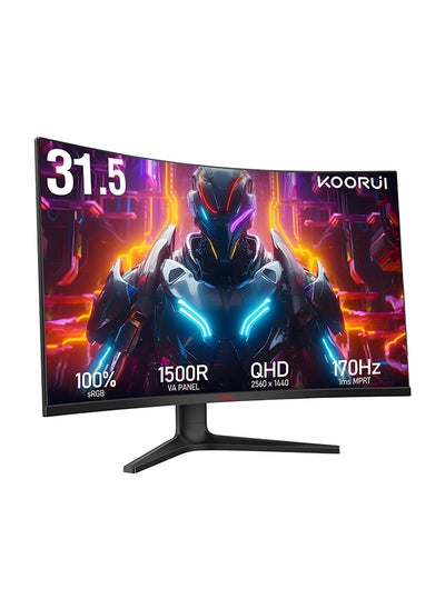 اشتري 32 inch Curved Gaming Monitor - QHD (2560 x 1440) 2K Display, 170Hz Monitor, 1500R Curvature, 1ms, HDR10, Adaptive Sync, Tilt Adjustable, DisplayPort HDMI, Black - GA01 في الامارات