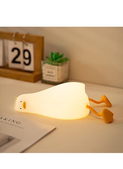 Buy SCIENISH Lying Flat Duck Night Light LED Squishy Duck Lamp Cute Light Up Duck Silicone Dimmable Nursery Nightlight Rechargeable Bedside Touch Lamp for Breastfeeding (Little Yellow Duck) in Saudi Arabia