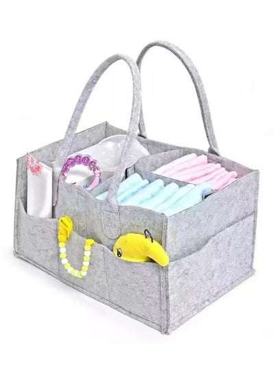 اشتري Parker Baby Diaper Caddy - Nursery Storage Bin and Car Organizer for Diapers and Baby Wipes - Large, Grey في الامارات