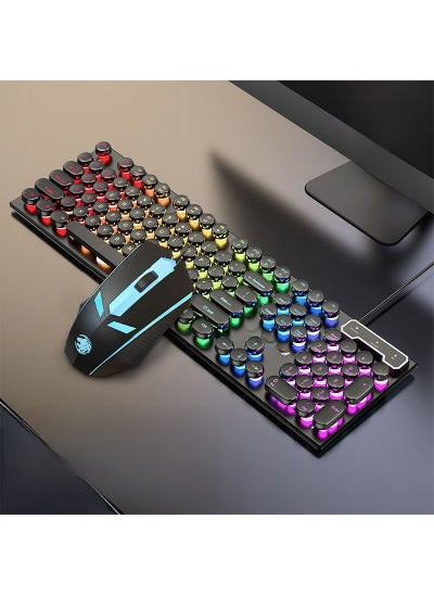 Buy Vintage Punk Keyboard  Mouse for Gaming and Office Black Rainbow single Keyboard + Mouse in Saudi Arabia