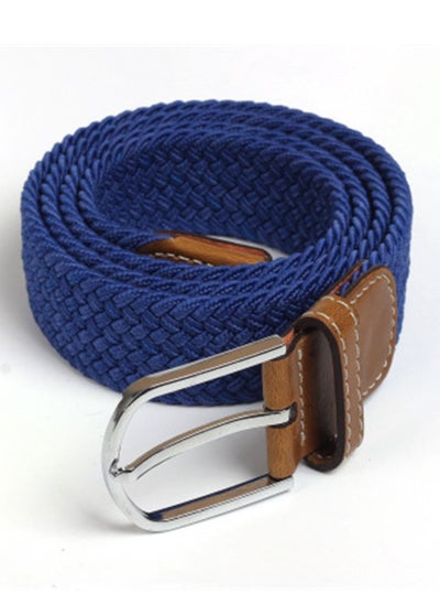 Buy 105-110cm Elastic Braided belt Needle Buckle Elastic Belt Casual Canvas Blue in UAE