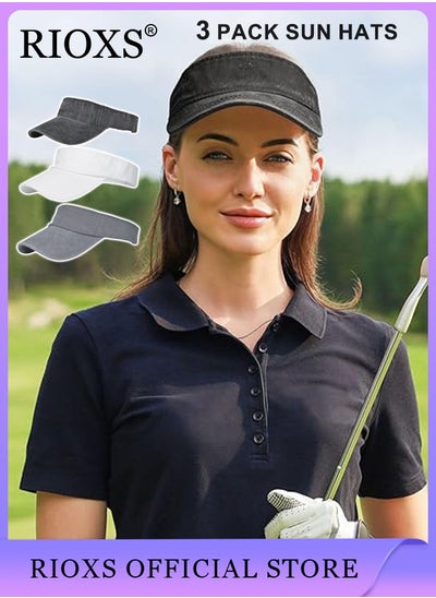 اشتري 3 Pcs Summer Sunscreen Quick Drying Hat Lightweight Breathable Outdoor Leisure Tourism Sunshade Hat for Unisex Men and Women for Running Jogging Golf Tennis في السعودية