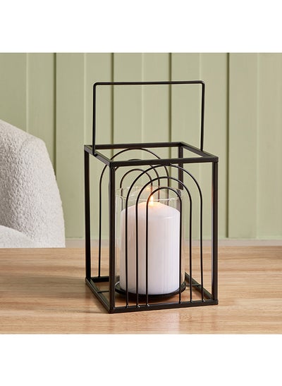 Buy Destan Metal Ribbed Candleholder with Glass Votive 19.5 x 24 x 18.5 cm in Saudi Arabia