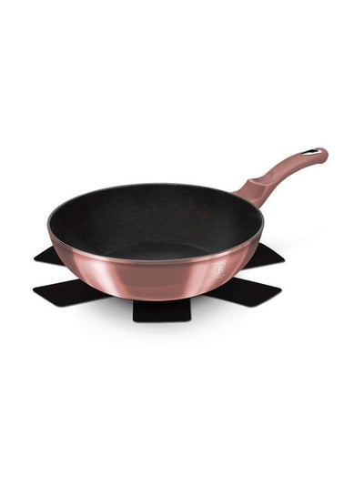 Buy Aluminium Wok 28 cm with Protector, I-Rose Collection, Pink, Hungary in UAE
