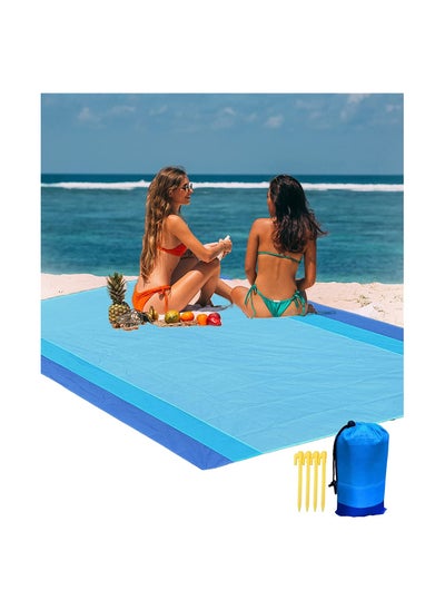 Buy Beach Blanket, Oversized Mini Pocket Picnic Mat Sandproof Waterproof 83"×79" Extra Large Travel Lightweight Portable Packable Outdoor Camping Hiking Accessories in UAE