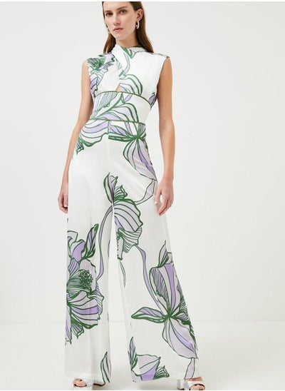 Buy Graphic Floral Woven Maxi Jumpsuit in UAE