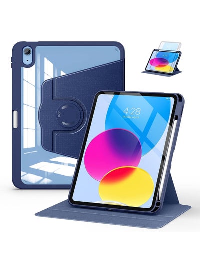 Buy Case for iPad 10th Generation 10.9-Inch 2022 with Pencil Holder - 360 Degree Rotate Stand Protective Case with Clear Back & Smart Sleep/Wake Cove in Saudi Arabia