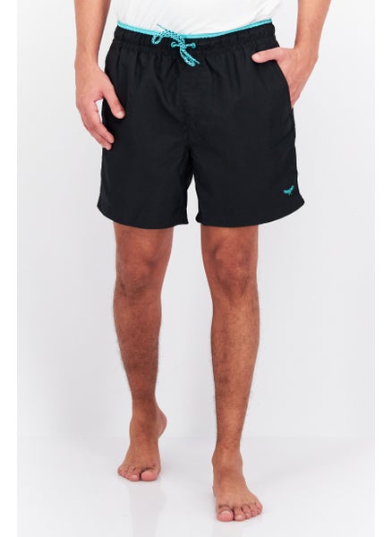 اشتري Men Brand Logo Drawstring Board Shorts, Black في الامارات