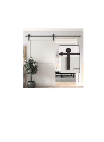 Buy Robustline Black Straight Design Sliding Roller Barn Single Wood Door Hardware Closet Track Kit Set (3 Mtr / 10 Foot) in UAE