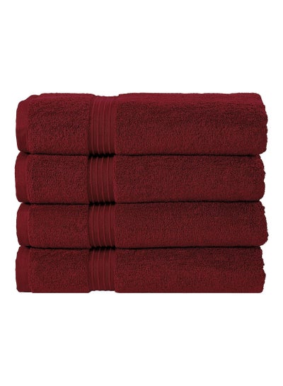 Buy 4-Piece 100% Combed Cotton 550 GSM Quick Dry Highly Absorbent Thick Soft Hotel Quality For Bath And Spa Bathroom Towel Set Burgundy 70x140cm in Saudi Arabia