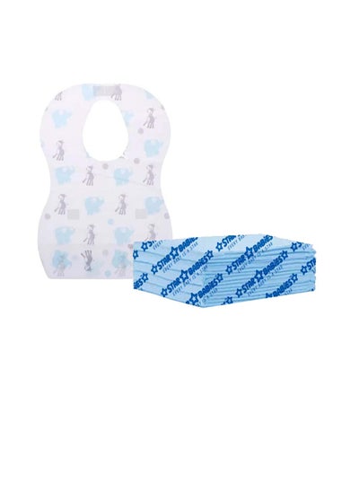 Buy Star Babies Disposable Combo pack (Changing Mat 5pcs, Bibs 5pcs)-Blue in UAE