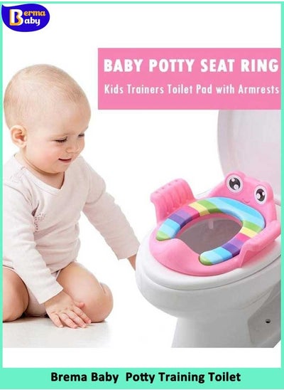 Buy Potty Training Toilet Seat Cover for Kids Toddlers Boys Girls| with Urine Splash Guard |Toilet Seat Ring Adjustable Non-slip mat (Color :Pink) in Saudi Arabia