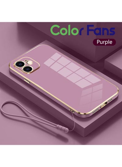 اشتري Mobile Phone Case for iPhone 12 Electroplated Protective Case Gold-Purple في السعودية