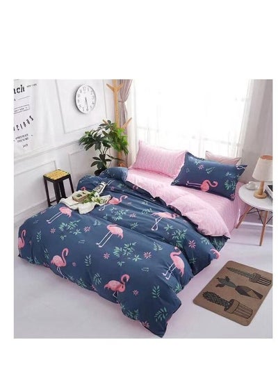 Buy Textile Children Cartoon 3d Print Bedding Sets Comforter with fixed Duvet Set Bed Linen Boys Girls Single Comfort 160x210 Bed Sheets 120”200 flamingos in UAE