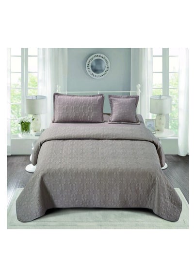 Buy 4 Piece Solid Embroidery Compressed Comforter/Quilt/Bedspread Set Single Size ( Comforter + Fitted Sheet + 1 Small Pillow Case + 1 Large Pillow Case) Pale Slate in UAE