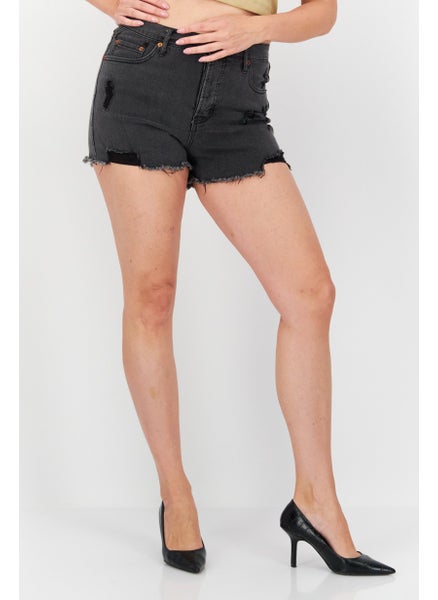 Buy Women Washed Denim Short, Wash Grey in UAE