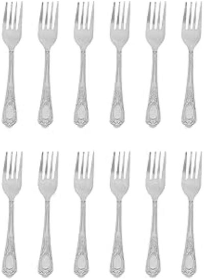 Buy Stainless Steel Small Fork Set 12 Pieces Silver in Egypt