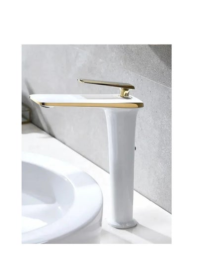 اشتري Decorative basin faucet, white and gold, SKU: 7432-WG في مصر