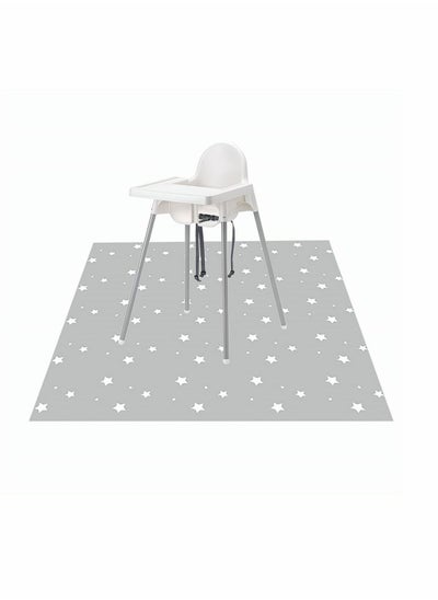 Buy Baby Place Mats, High Chair Child Placemats, Waterproof Floor Spill Mat for Baby and Toddler Feeding, Mess, Non-Slip and Waterproof Protection, 51 Inch, Grey, Star Pattern in UAE