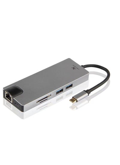 Buy L'AVVENTO (US017) Type-C Hub 8in 1 - 2 USB 3.0, HDMI 4K, VGA, TF Card, RJ45 - 87W PD Power Output in Egypt