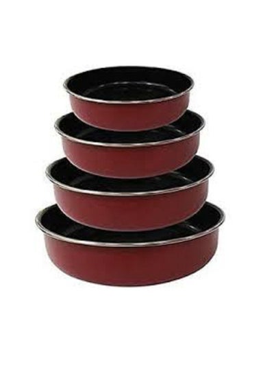 اشتري Set of 4 Almuinum Non-Stick Plates Red/Black 24 X 26 X 30 X 32 cm في مصر