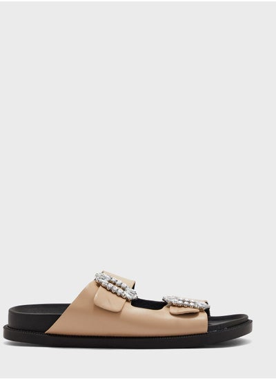 Buy Jewelled Buckle Flat Sandal in Saudi Arabia