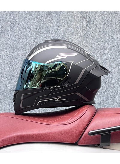 Buy New Double Mirror Helmet Semi Full Cover Four Seasons Motorcycle Helmet in Saudi Arabia