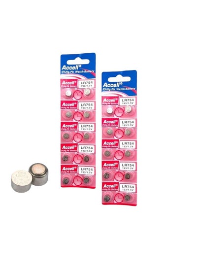 اشتري 20-Pieces Accell AG5 LR754 (193) Alkaline 1.5V Batteries في الامارات