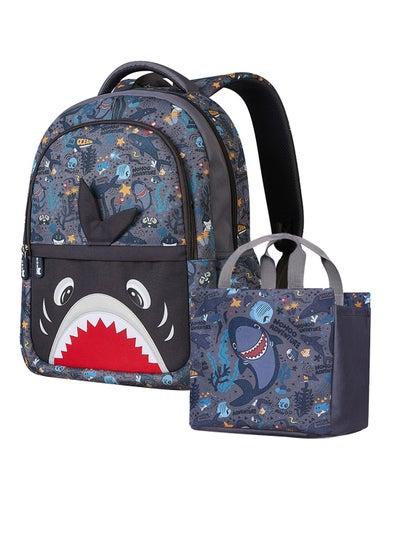 اشتري Kids 16 Inch School Bag With Handbag Combo Shark - Grey في السعودية