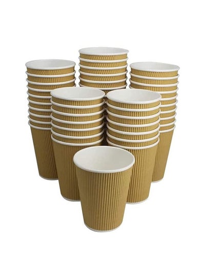 اشتري Disposable Ripple Cup Brown 12 Ounce Without Lid Kraft Hot Tea Coffee Kahwa Hot Drinks and Natural Brown 25 Pieces في الامارات