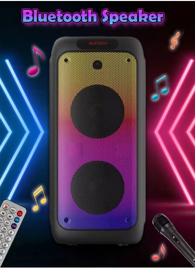 Buy Party Speaker Portable Bluetooth Speaker W/Rechargeable Battery Modern LED Lights with Mic in Saudi Arabia