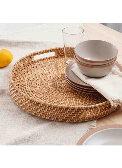 Buy Natura Rattan Serving Tray Dia45X5.6cm - Natural in UAE