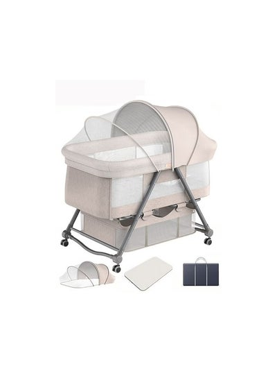 Buy 3 in 1 Baby Bed Bassinet Portable Baby Bed with Storage Basket Baby Rocker Baby Swing Playpen Height Adjustable in UAE