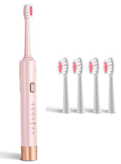 Buy Electric Toothbrush for Adults - 6 Powerful Cleaning Modes With Soft Dupont Bristles, 2 Hours Quick Charge For 60 Days, IPX7 Waterproof Travel Portable Oral Dental Care Kit (Pink) in Saudi Arabia