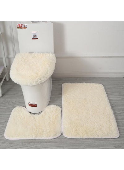 Buy COMFY NEW BATHROOM COLLECTION 3 PC SET CREAM SOFT CARPET in UAE