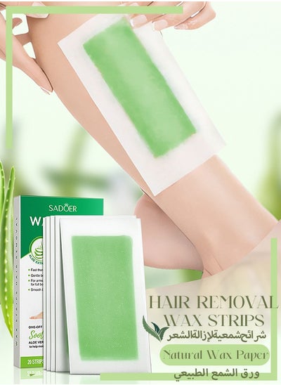 Buy Wax Strips For Hair Removal, Double Sides Waxing Strips With Aloe Vera Gentle And Soothing At Home Waxing Kit For Face Legs Arms Underarm Body Wax Strips Hair Removal For Men & Women in Saudi Arabia