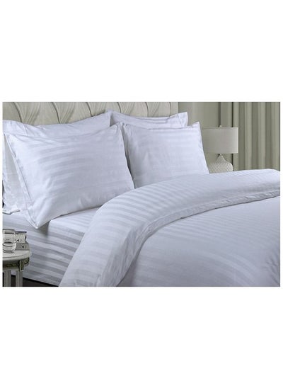 Buy 300 TC 6-Piece King Size Duvet Cover Set With Stripes Includes 1xDuvet Cover, 1xFitted Sheet, 4xPillowcase 100% Cotton in UAE