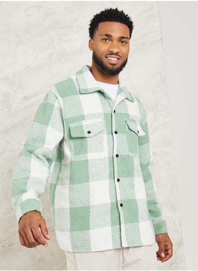 Buy Plaid Check Oversized Shacket with Flap Pocket in Saudi Arabia