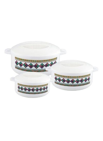 Buy 3 Pieces Zad Hot Pot Set With Stainless Steel Liner White/Green/Red 2500ml in Saudi Arabia