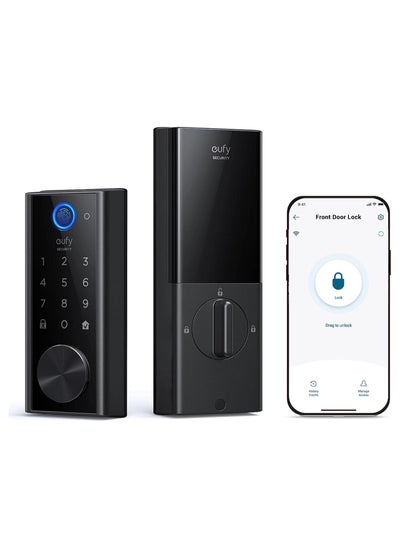 Buy eufy Security Smart Lock S230, Keyless Fingerprint Lock for Front Door, Easy Installation, Built-in Wi-Fi, Reliable App for Remote Access, One-Year Battery Life, BHMA Certified, IP65 Weatherproof in Saudi Arabia