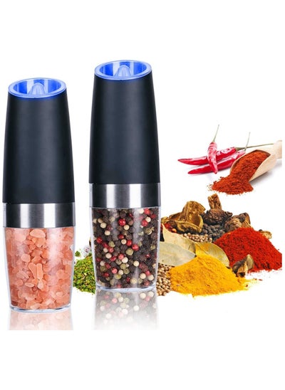 Buy Gravity Electric Salt and Pepper Grinder Set, Automatic Salt Mill with Adjustable Coarseness(2 Pack ) in Saudi Arabia