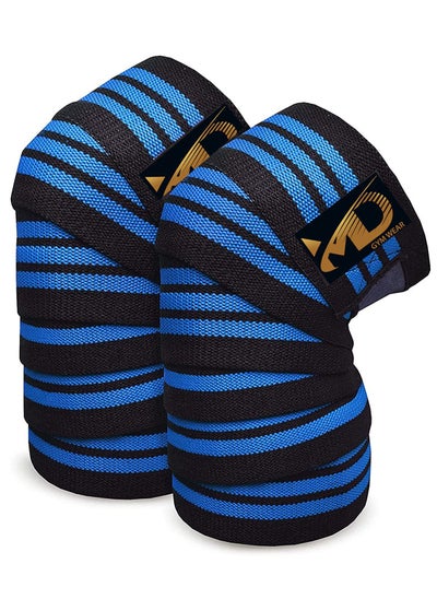 Buy Knee Support Wraps for Weightlifting, Fitness & Gym Workouts 2Pcs, Blue in Egypt