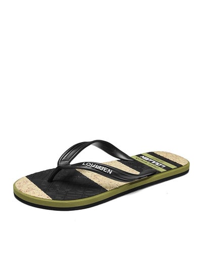 Buy Men's Summer New  Casual Slippers Beach Flip-flops Black in UAE