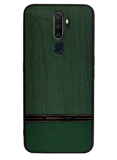 Buy Shockproof Wood Grain Skin PU and TPU Shockproof Luxury Phone Case for Oppo A9 2020/A5 2020 (Green) in Egypt