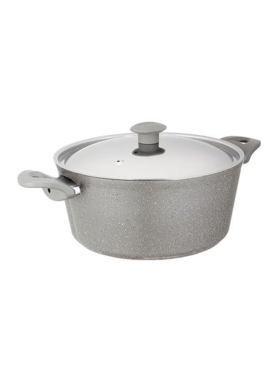 اشتري Top Chef Granite Pot  Glass Lid Size 28 Grey في مصر