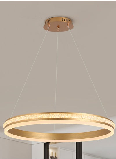 Buy Circular Chandelier Dining Room Table light, Dia 60cm Ring Gold Modern Double-layers LED Chandelier for Bedroom, Adjustable Color Temperature Acrylic Chandelier Lamp(67W,60cm) in UAE