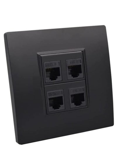 Buy Black Color Female CAT6 LAN Direct Socket For Computer RJ45 Wall Panel (4 - PORT) in UAE